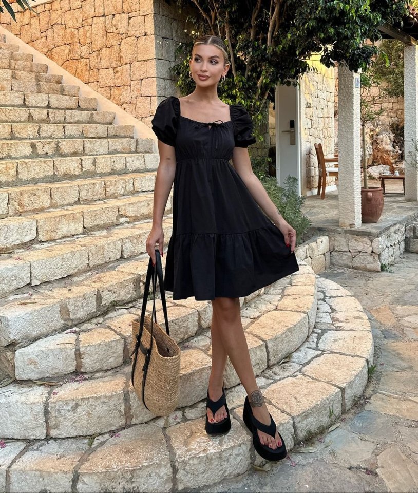 2351 Kloş Poplin Elbise - A.Kahve