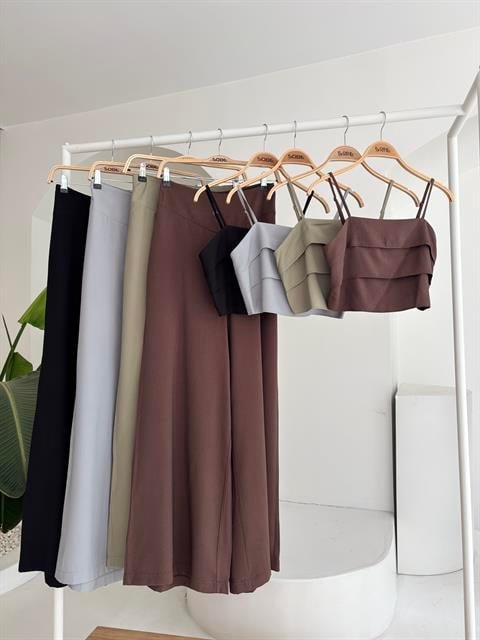 Crop Plazzo Pantolon Takım 10155-08