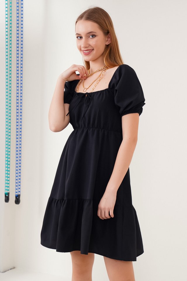 2351 Kloş Poplin Elbise - A.Kahve