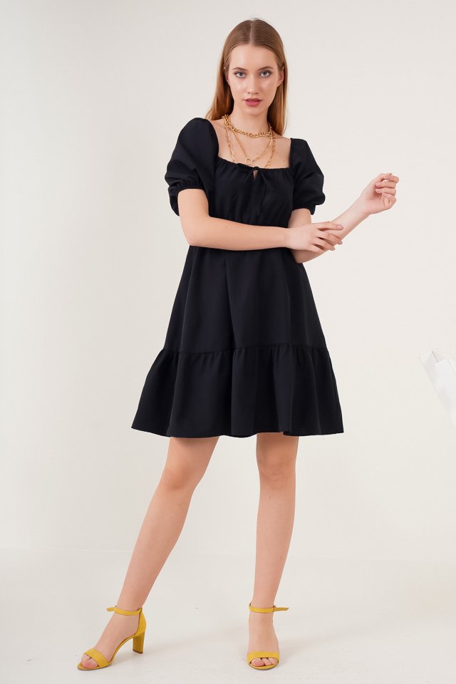 2351 Kloş Poplin Elbise - A.Kahve