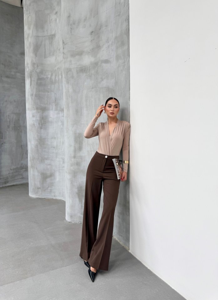 230 Gr Poly Viscose Lycra Metal Düğme Palazzo Pantolon