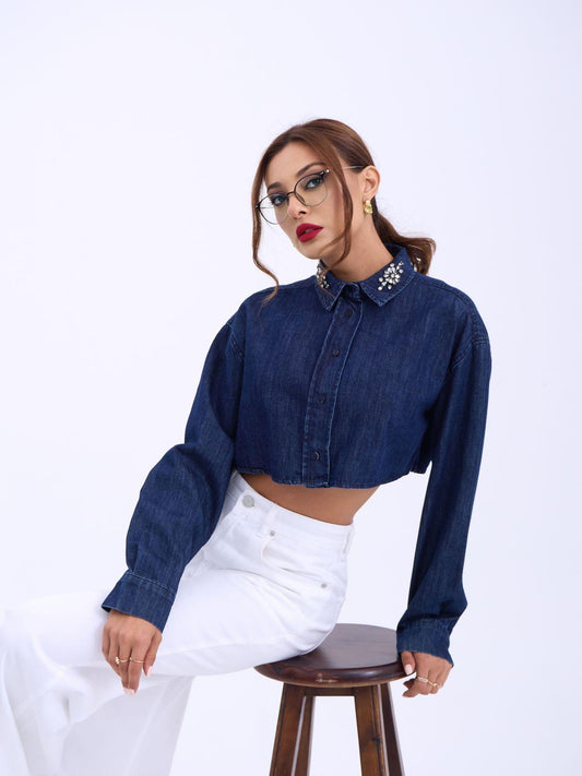 6603 KOT BLUZ-MAVİ