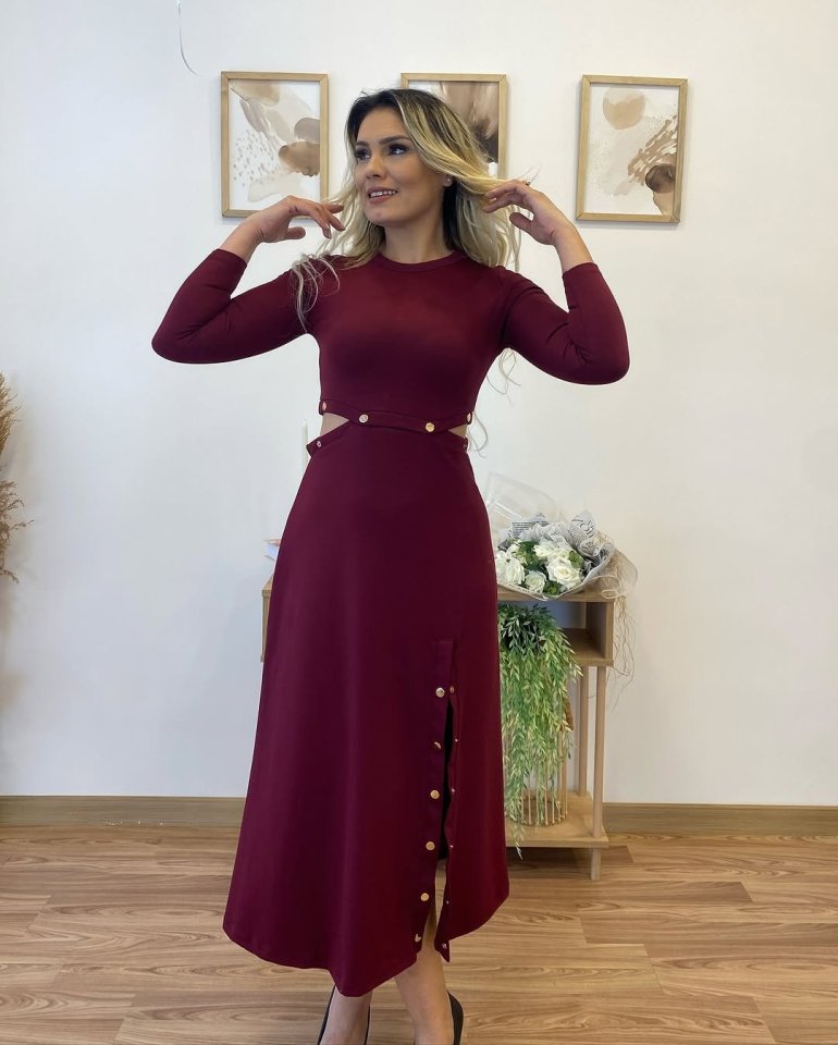 Kadın Uzun Kollu çıtçıtlı Viskon Krop Bluz Ve Yırtmaçlı Etek Istenildiğinde Elbise Olan Ikili Takım