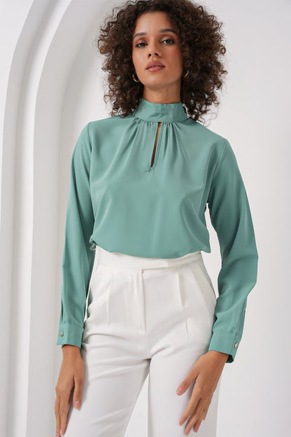 0418 Pencere Detaylı Bluz - Siyah