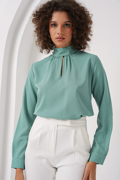 0418 Pencere Detaylı Bluz - Siyah