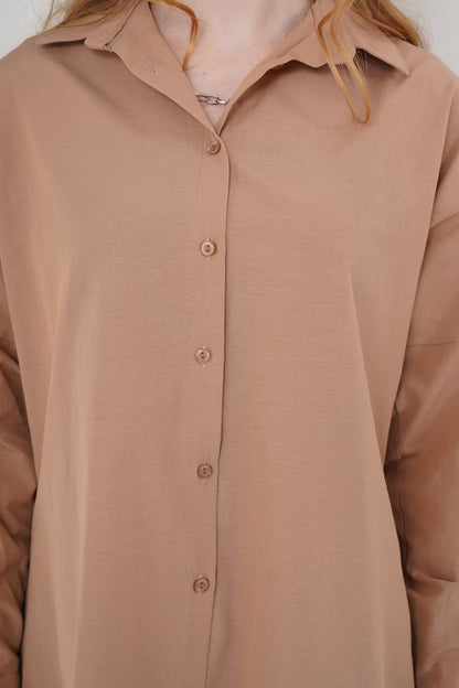 3900 Oversize Uzun Basic Gömlek - Koyu Lila