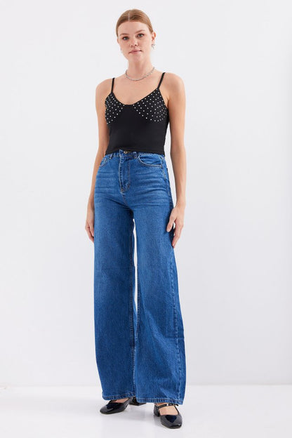 918 İp Askılı Crop Top - Beyaz