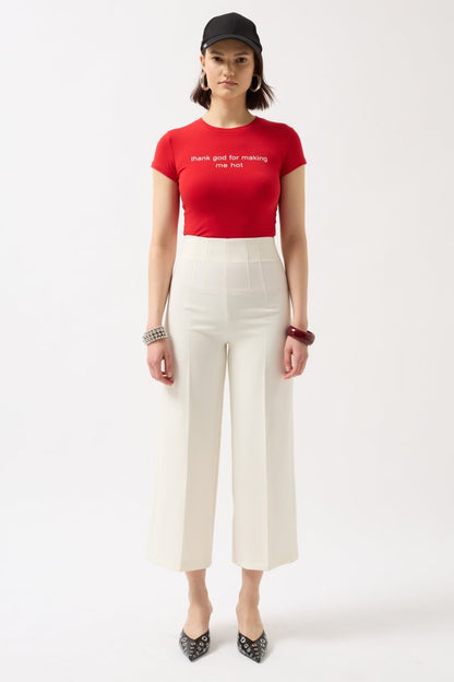 Baskılı Likralı Crop T-Shirt