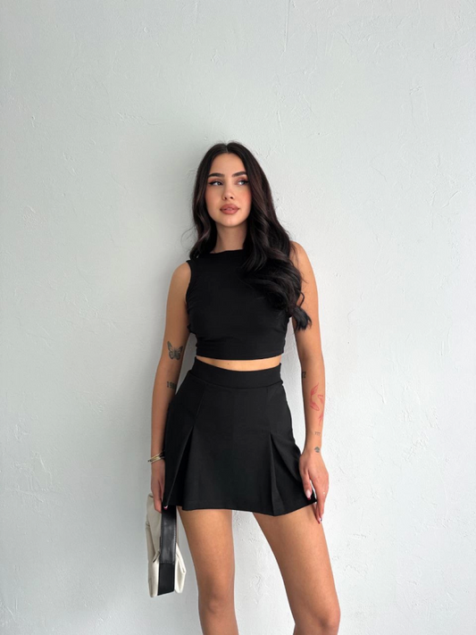 Şortlu Etek - Siyah