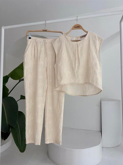 Shalina Süzüne Nakışlı Crop Takım 9796-08